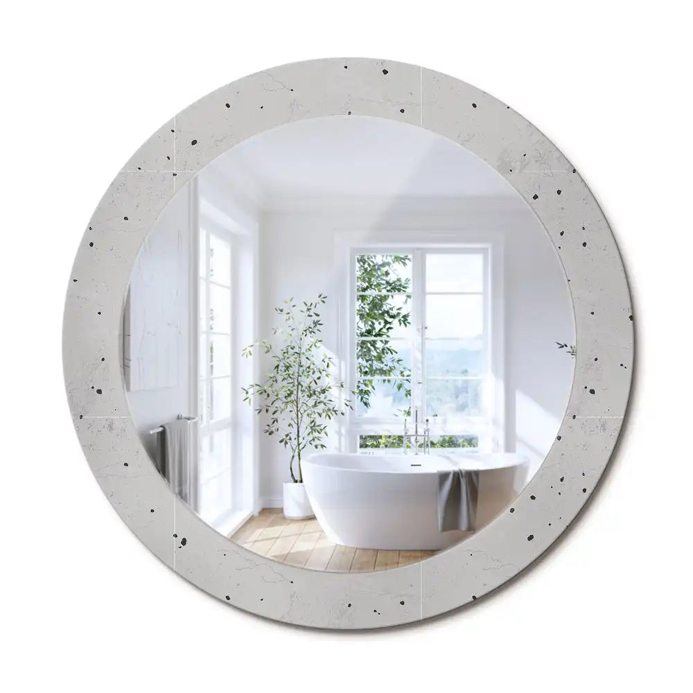 Oglindă rotundă cu textură de beton