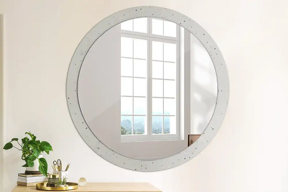Oglindă rotundă cu textură de beton