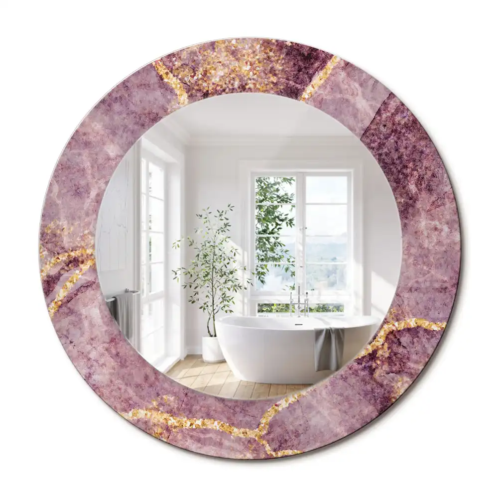 Oglindă rotundă decorativă cu aspect de marmură
