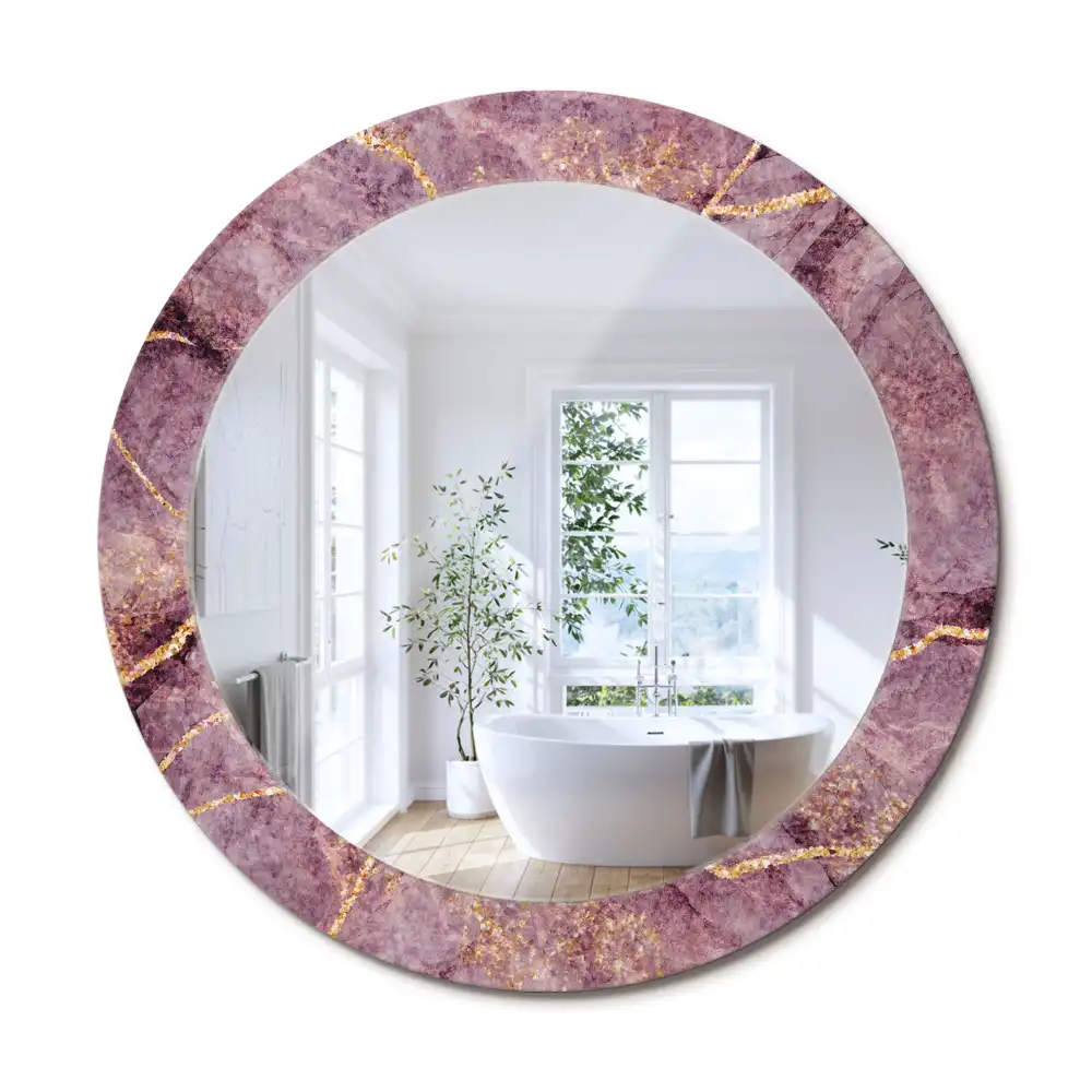 Oglindă rotundă decorativă cu aspect de marmură