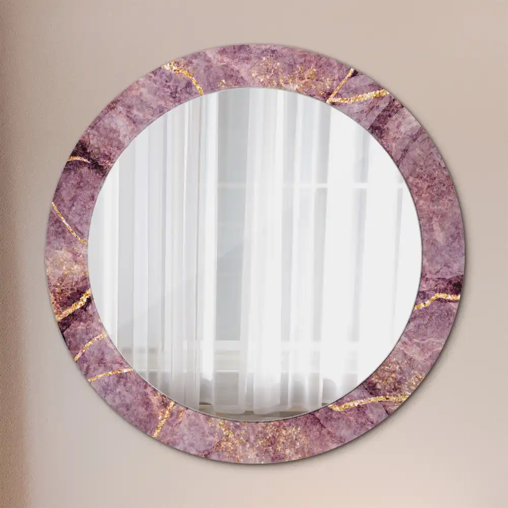 Oglindă rotundă decorativă cu aspect de marmură