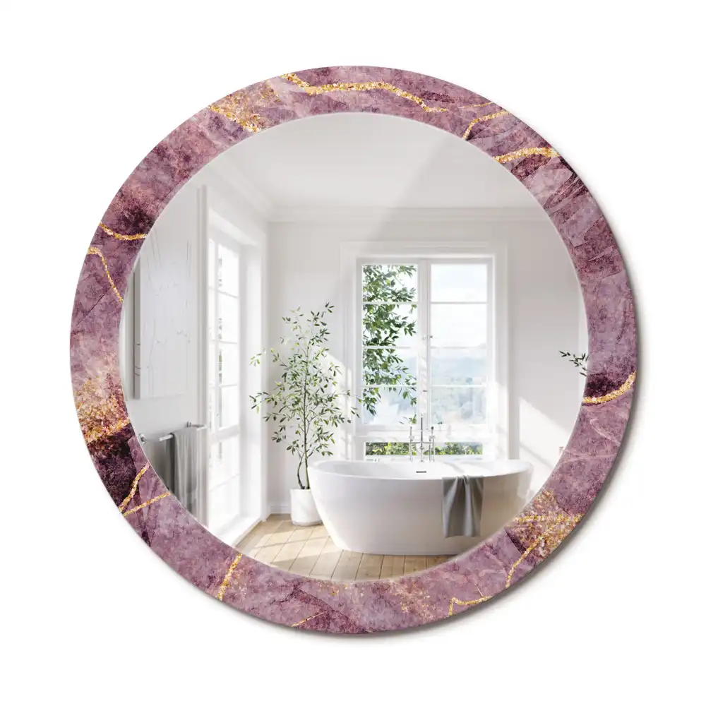 Oglindă rotundă decorativă cu aspect de marmură