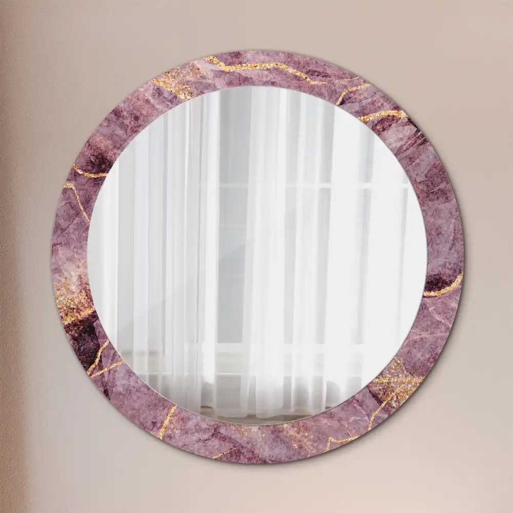 Oglindă rotundă decorativă cu aspect de marmură