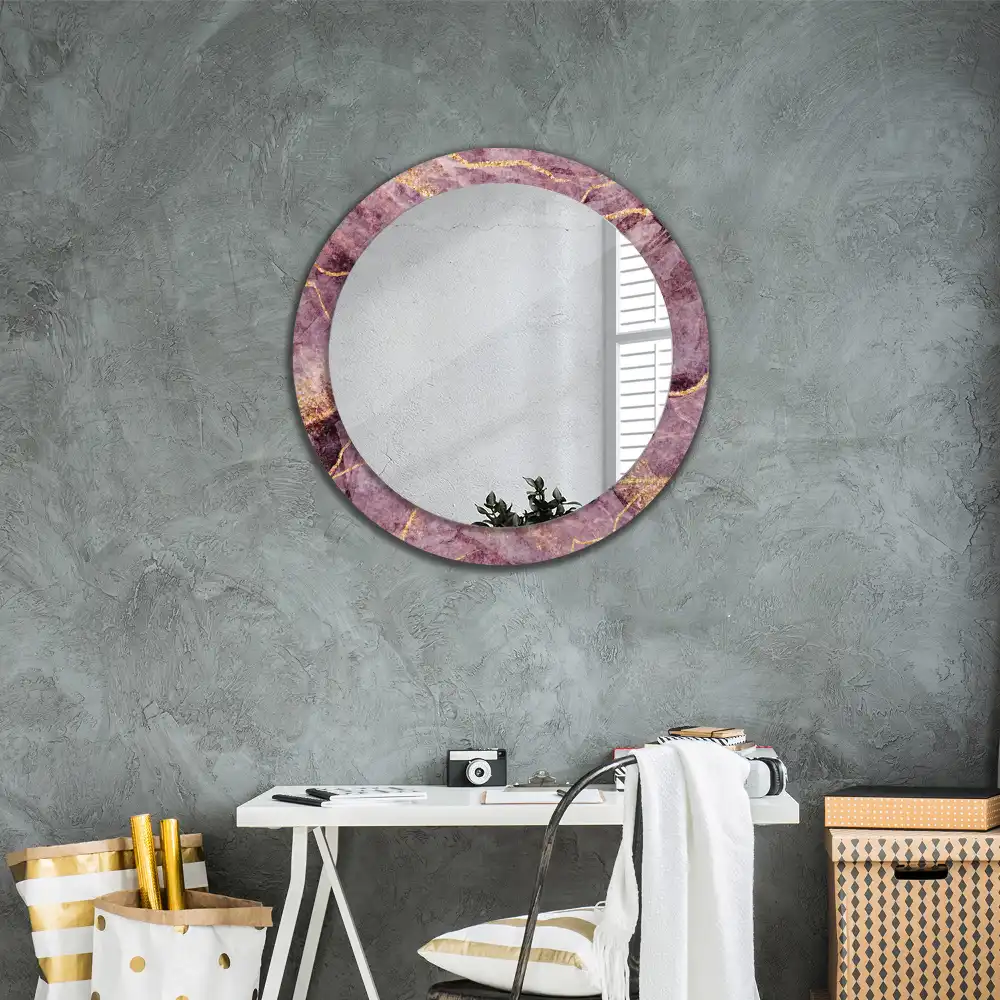 Oglindă rotundă decorativă cu aspect de marmură
