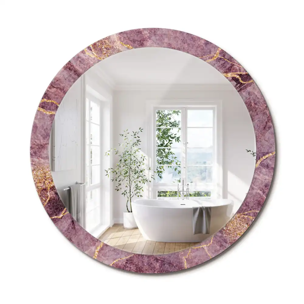 Oglindă rotundă decorativă cu aspect de marmură