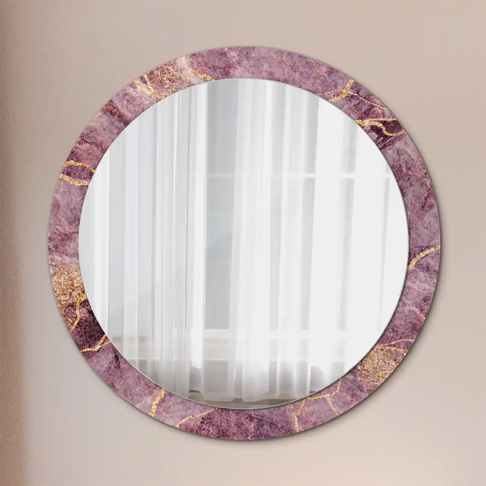 Oglindă rotundă decorativă cu aspect de marmură
