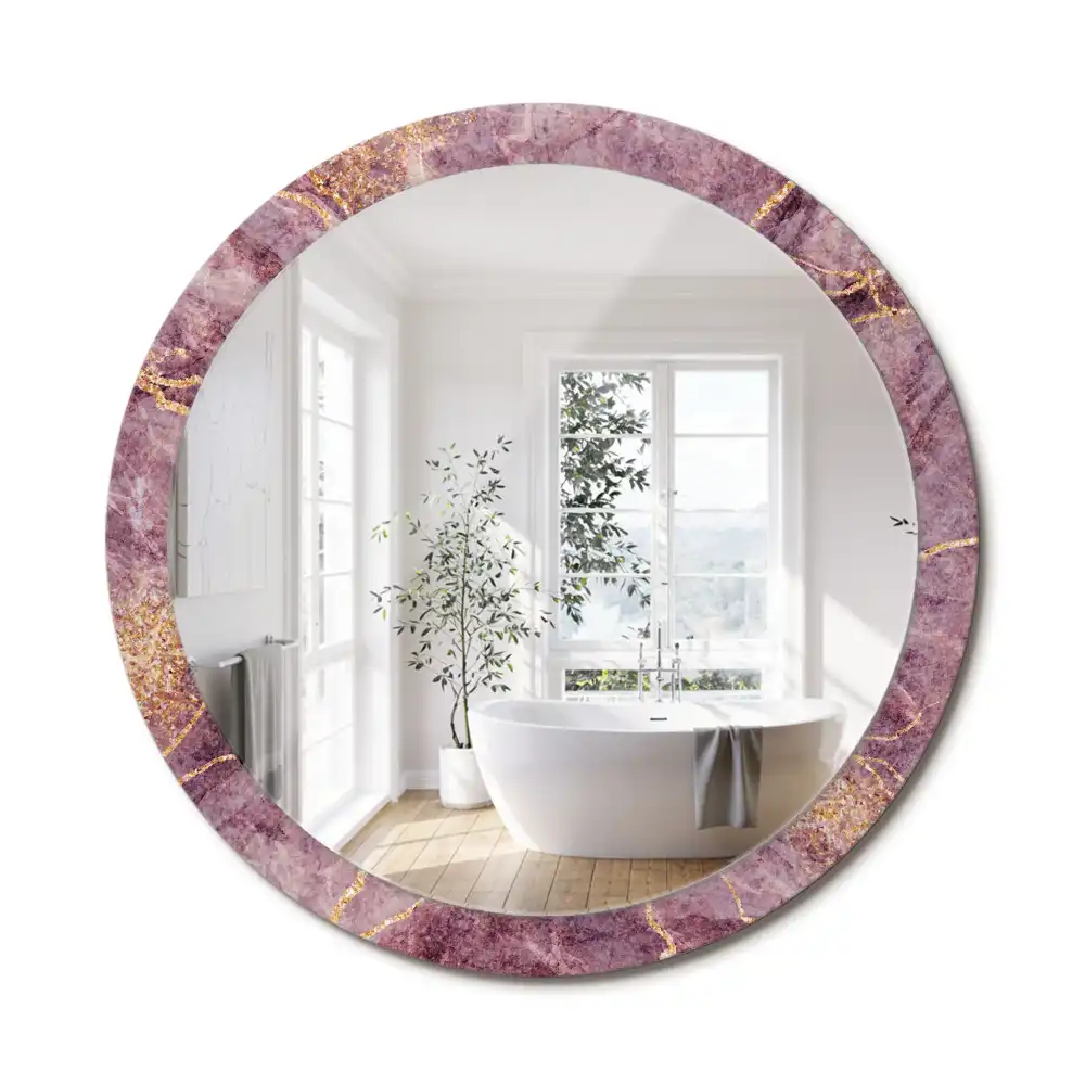 Oglindă rotundă decorativă cu aspect de marmură