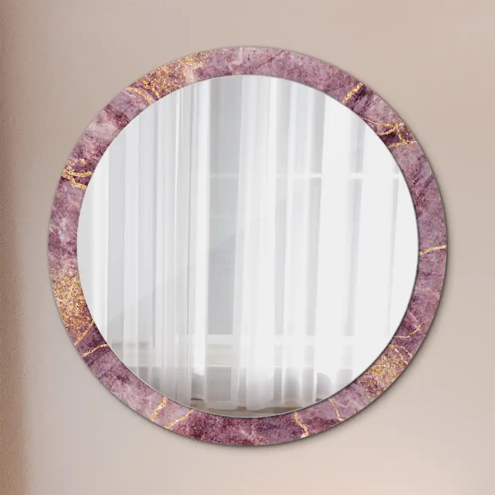 Oglindă rotundă decorativă cu aspect de marmură