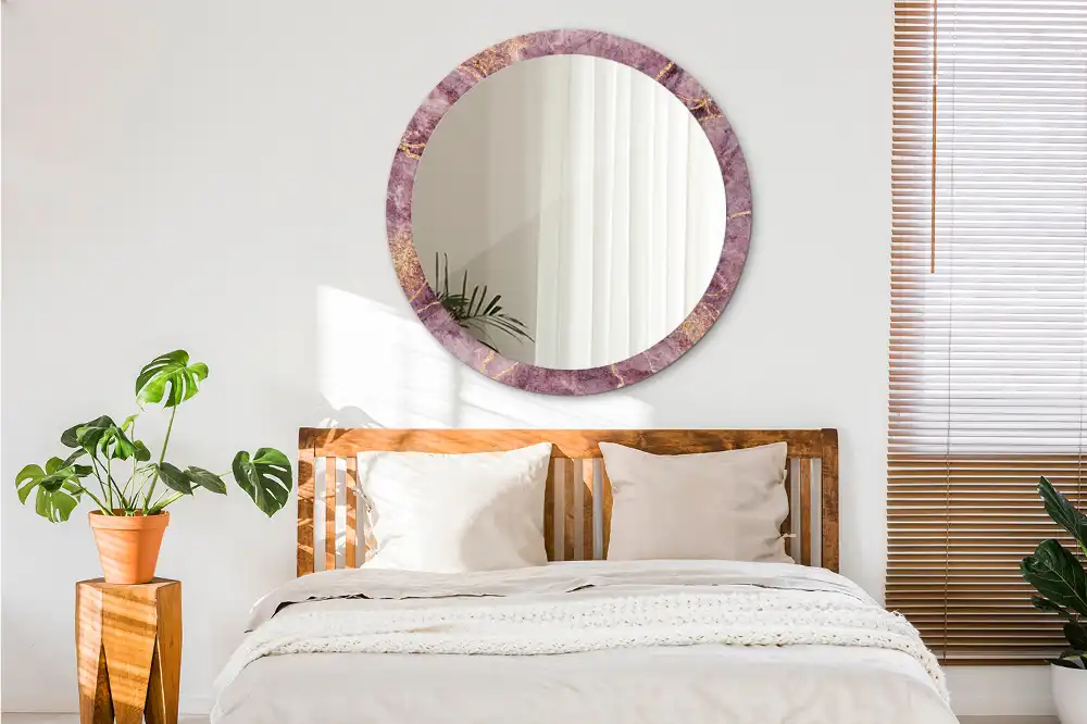 Oglindă rotundă decorativă cu aspect de marmură