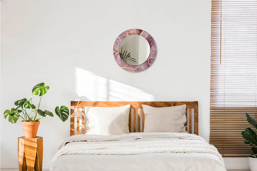 Oglindă rotundă decorativă cu aspect de marmură