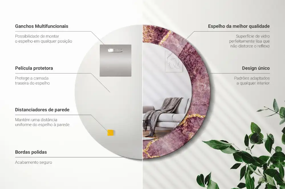 Oglindă rotundă decorativă cu aspect de marmură