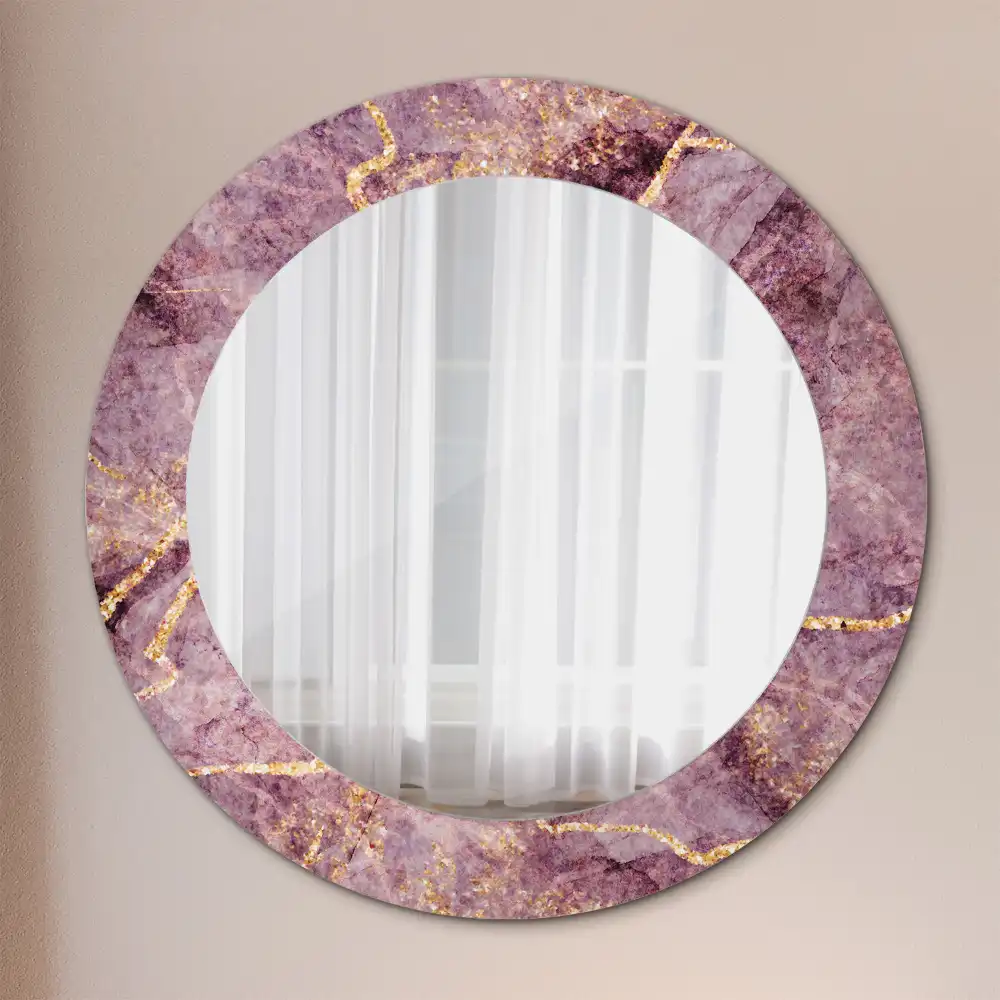 Oglindă rotundă decorativă cu aspect de marmură