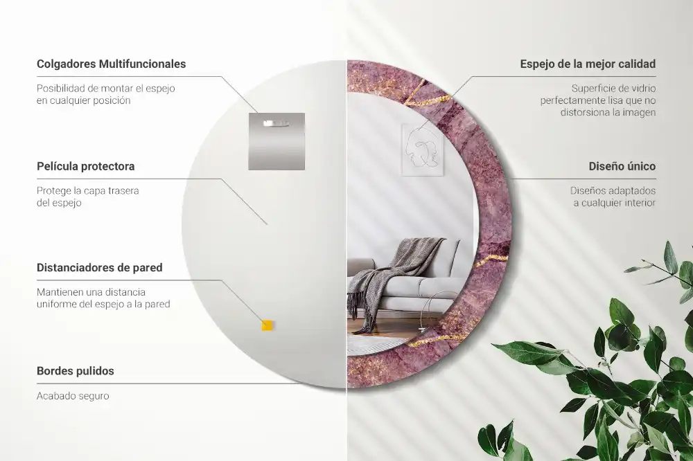 Oglindă rotundă decorativă cu aspect de marmură
