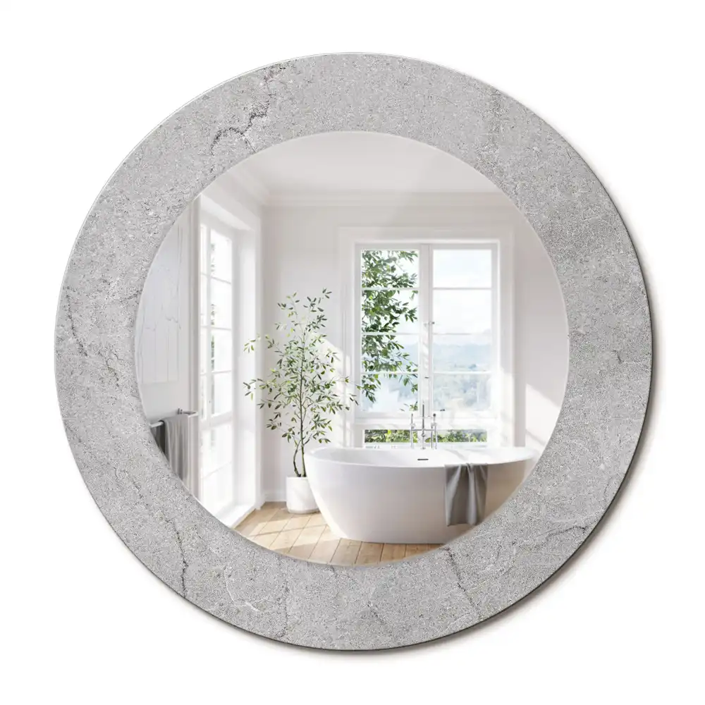 Oglindă rotundă decorativă de perete din ciment gri