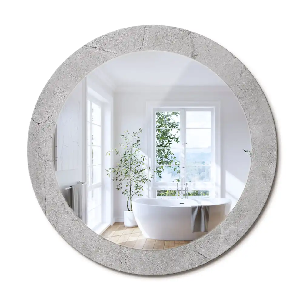 Oglindă rotundă decorativă de perete din ciment gri
