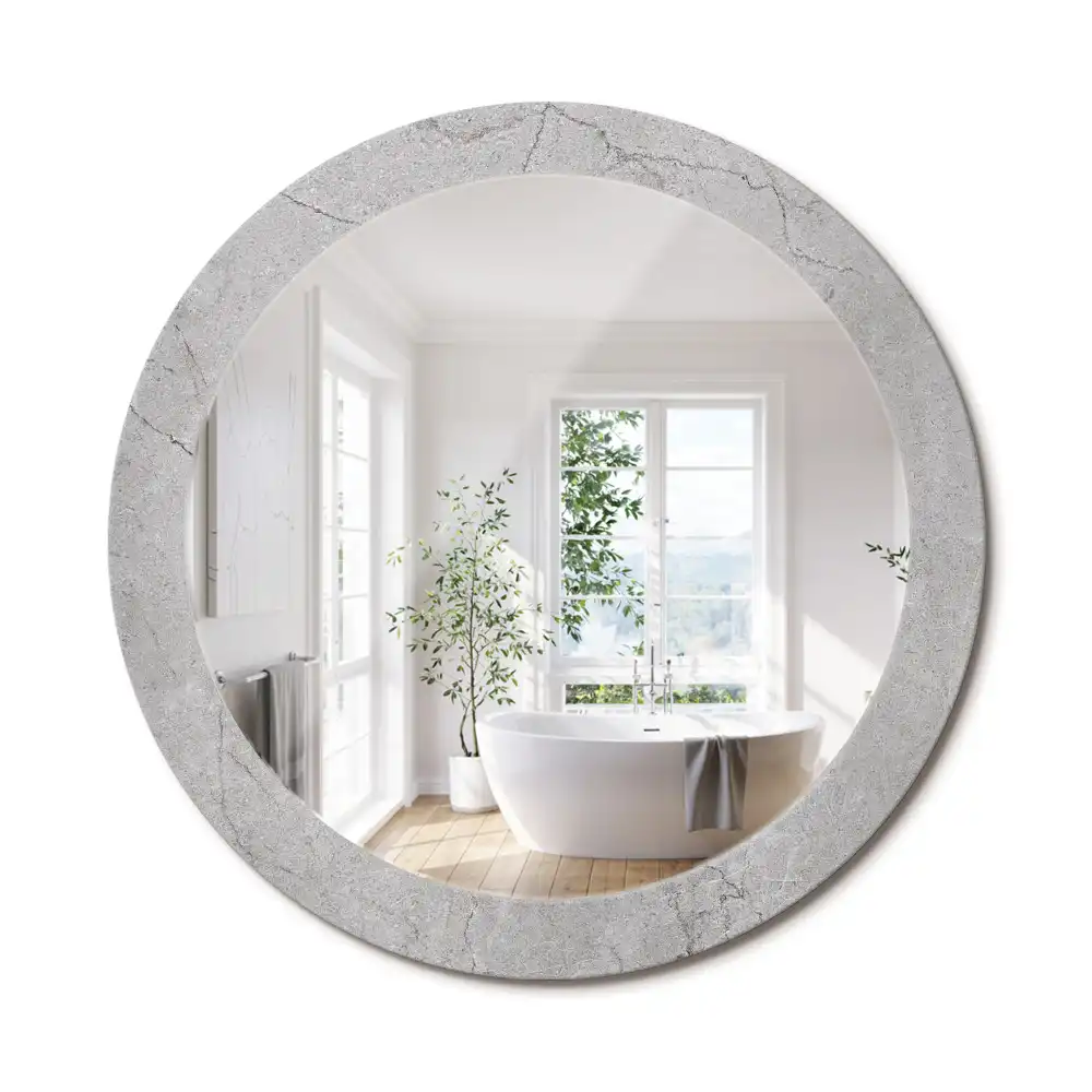 Oglindă rotundă decorativă de perete din ciment gri