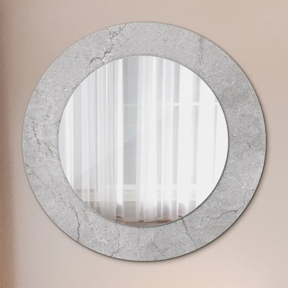 Oglindă rotundă decorativă de perete din ciment gri