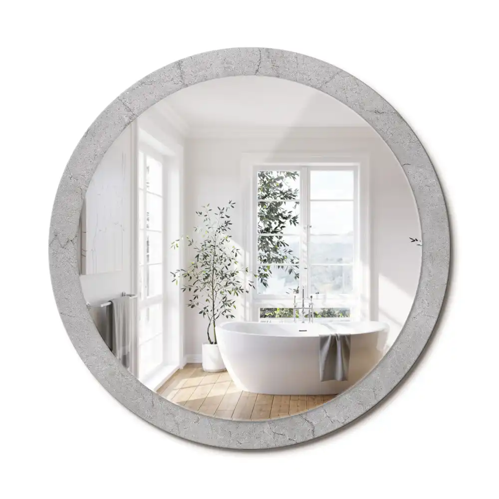 Oglindă rotundă decorativă de perete din ciment gri