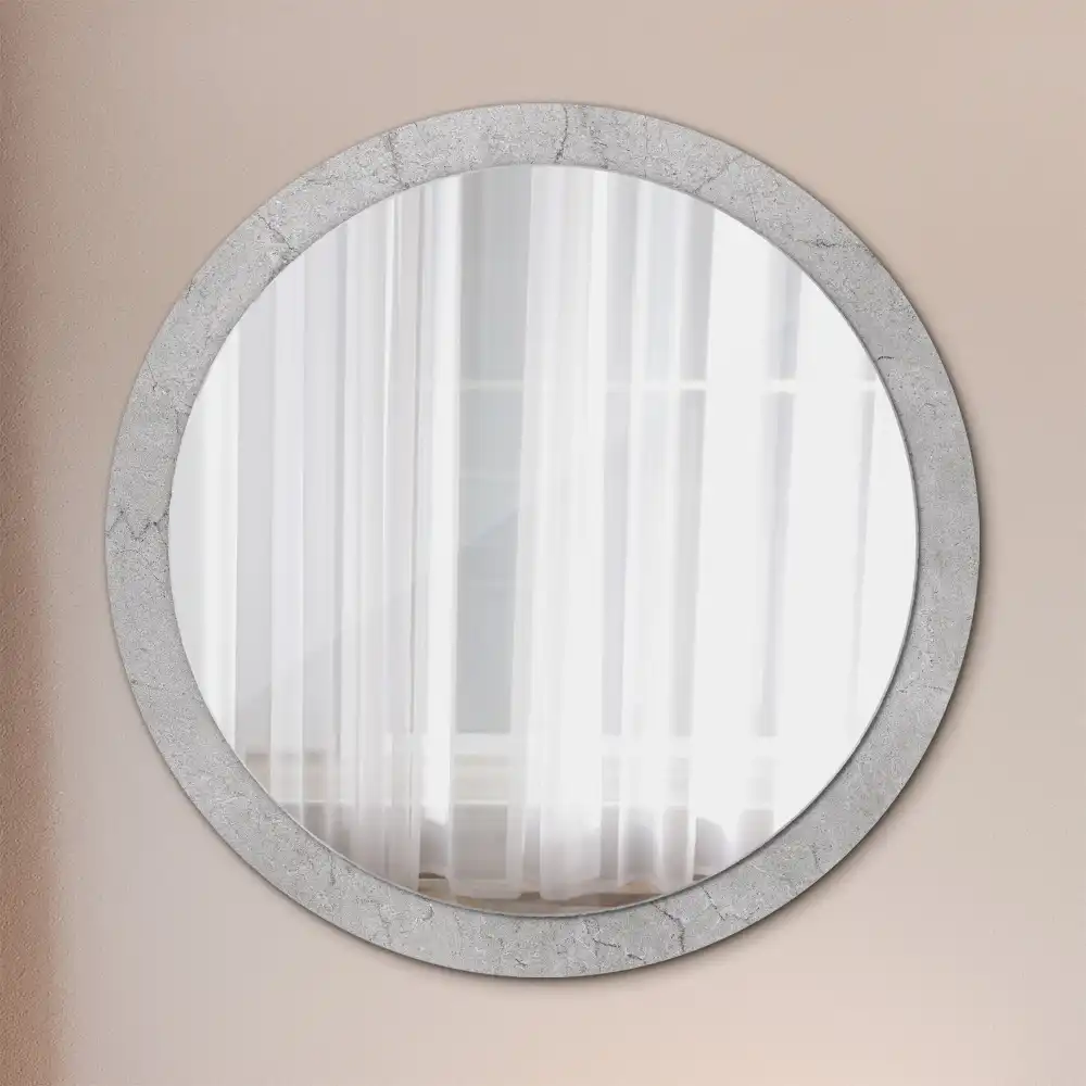 Oglindă rotundă decorativă de perete din ciment gri