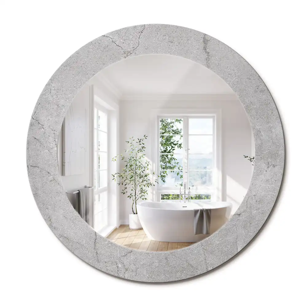 Oglindă rotundă decorativă de perete din ciment gri
