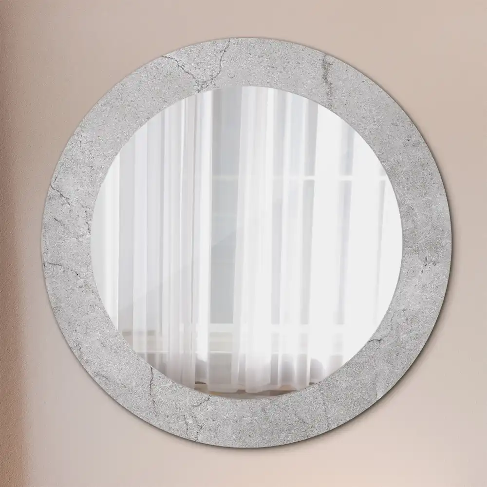 Oglindă rotundă decorativă de perete din ciment gri