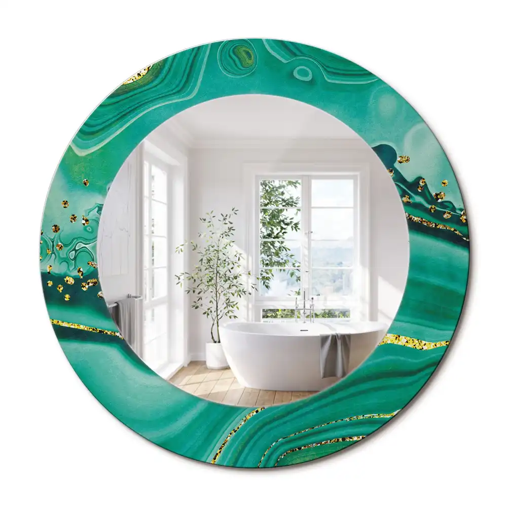 Oglindă rotundă decorativă cu aspect de marmură de agat
