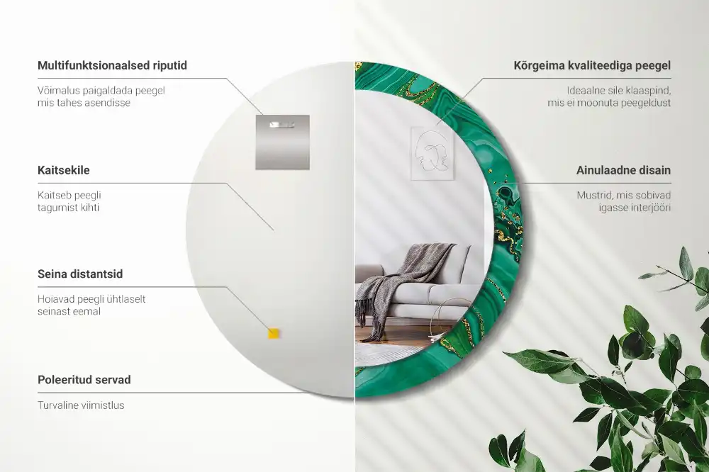 Oglindă rotundă decorativă cu aspect de marmură de agat