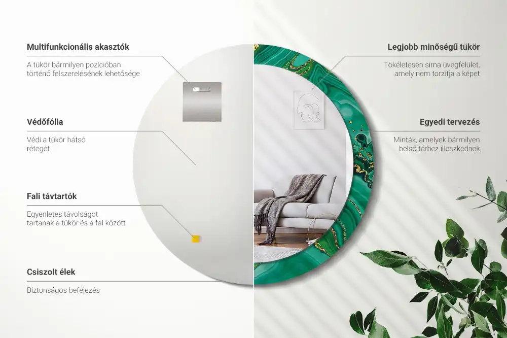 Oglindă rotundă decorativă cu aspect de marmură de agat