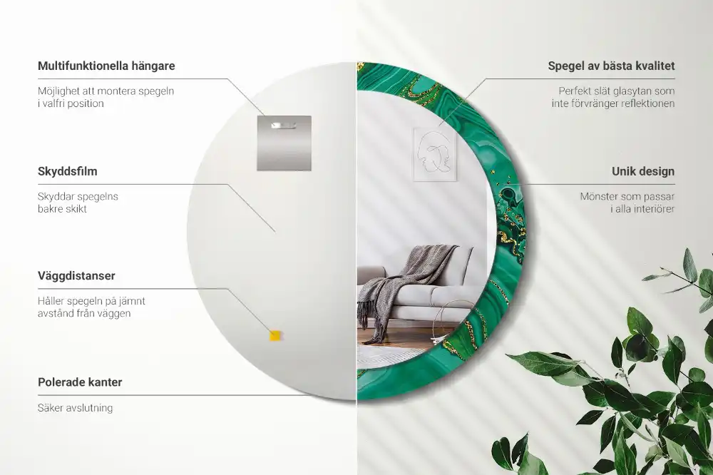 Oglindă rotundă decorativă cu aspect de marmură de agat