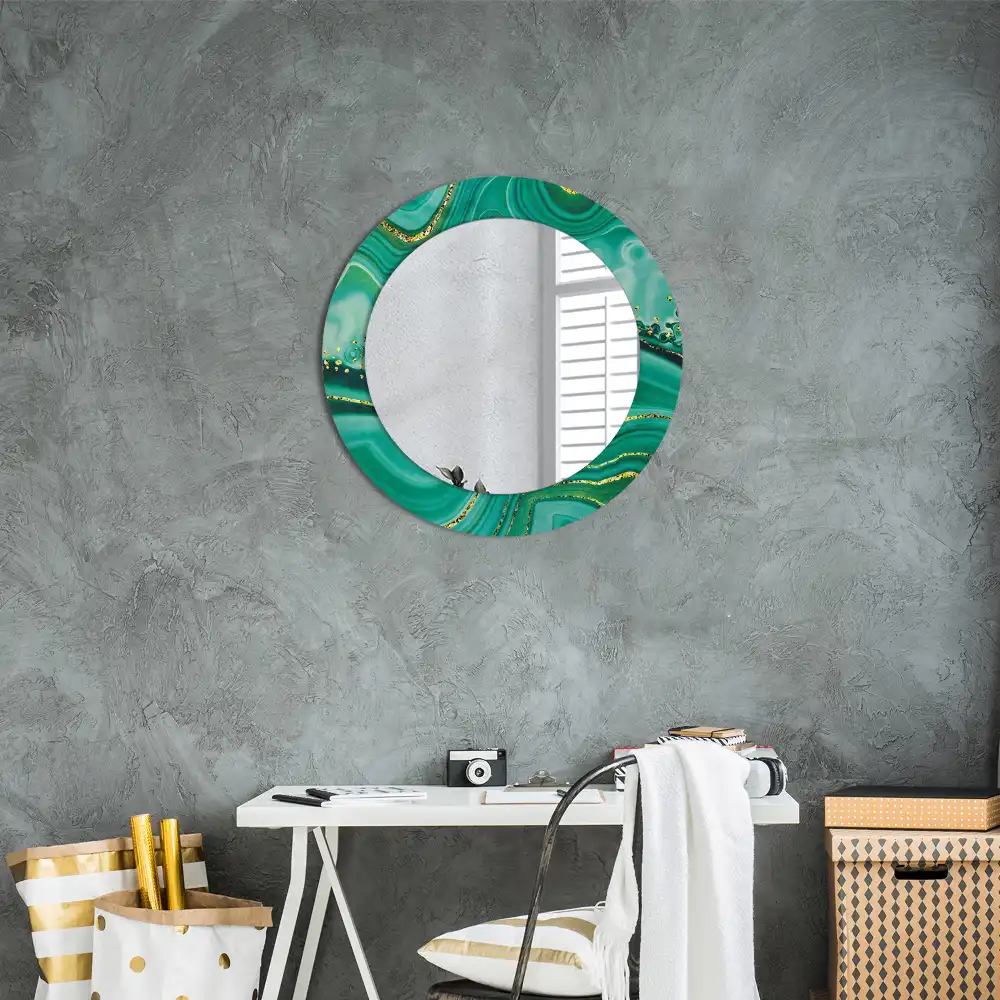 Oglindă rotundă decorativă cu aspect de marmură de agat