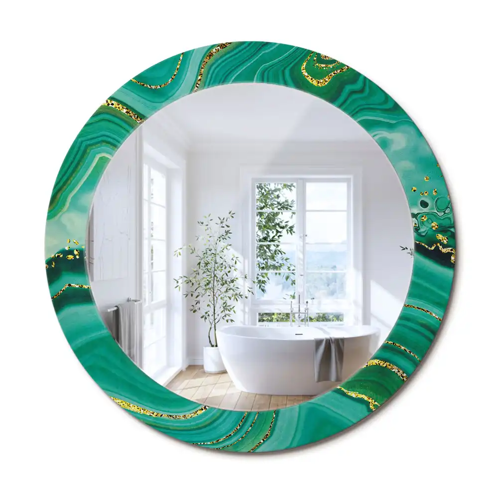 Oglindă rotundă decorativă cu aspect de marmură de agat