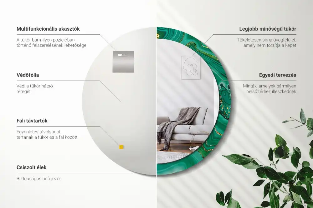 Oglindă rotundă decorativă cu aspect de marmură de agat