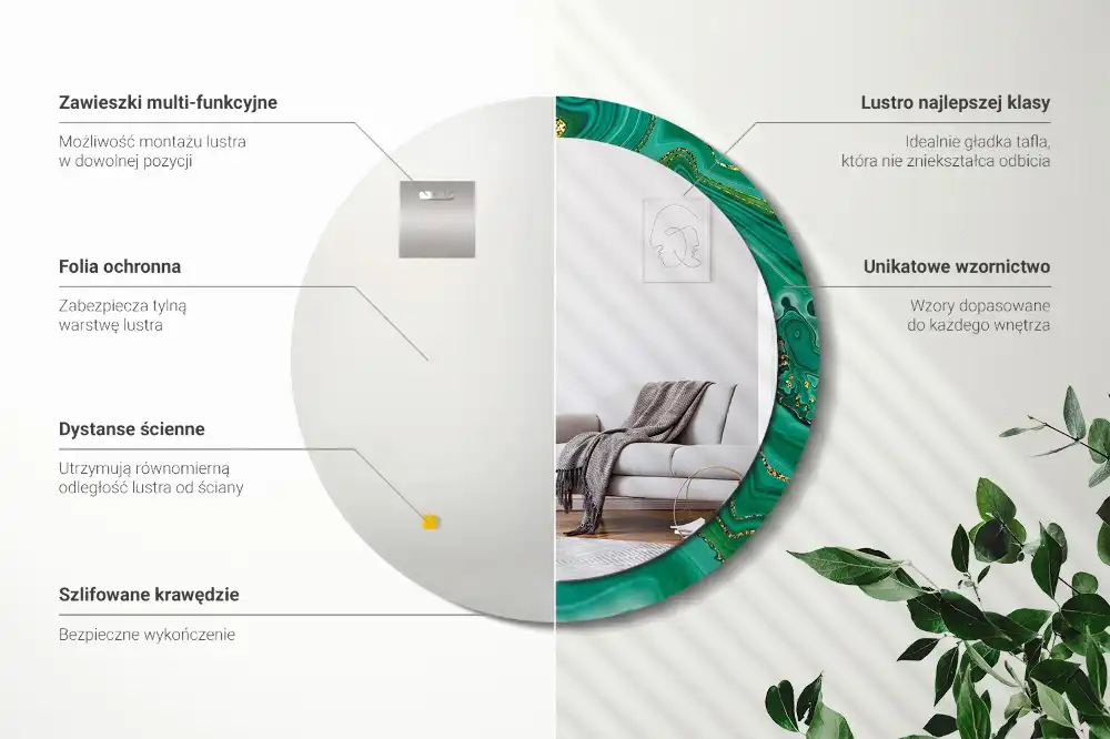 Oglindă rotundă decorativă cu aspect de marmură de agat
