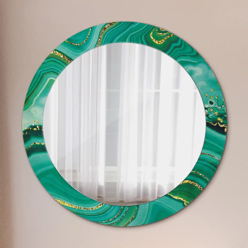 Oglindă rotundă decorativă cu aspect de marmură de agat