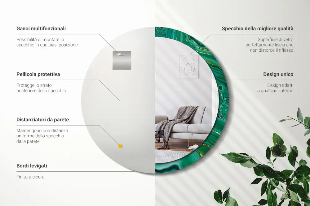 Oglindă rotundă decorativă cu aspect de marmură de agat