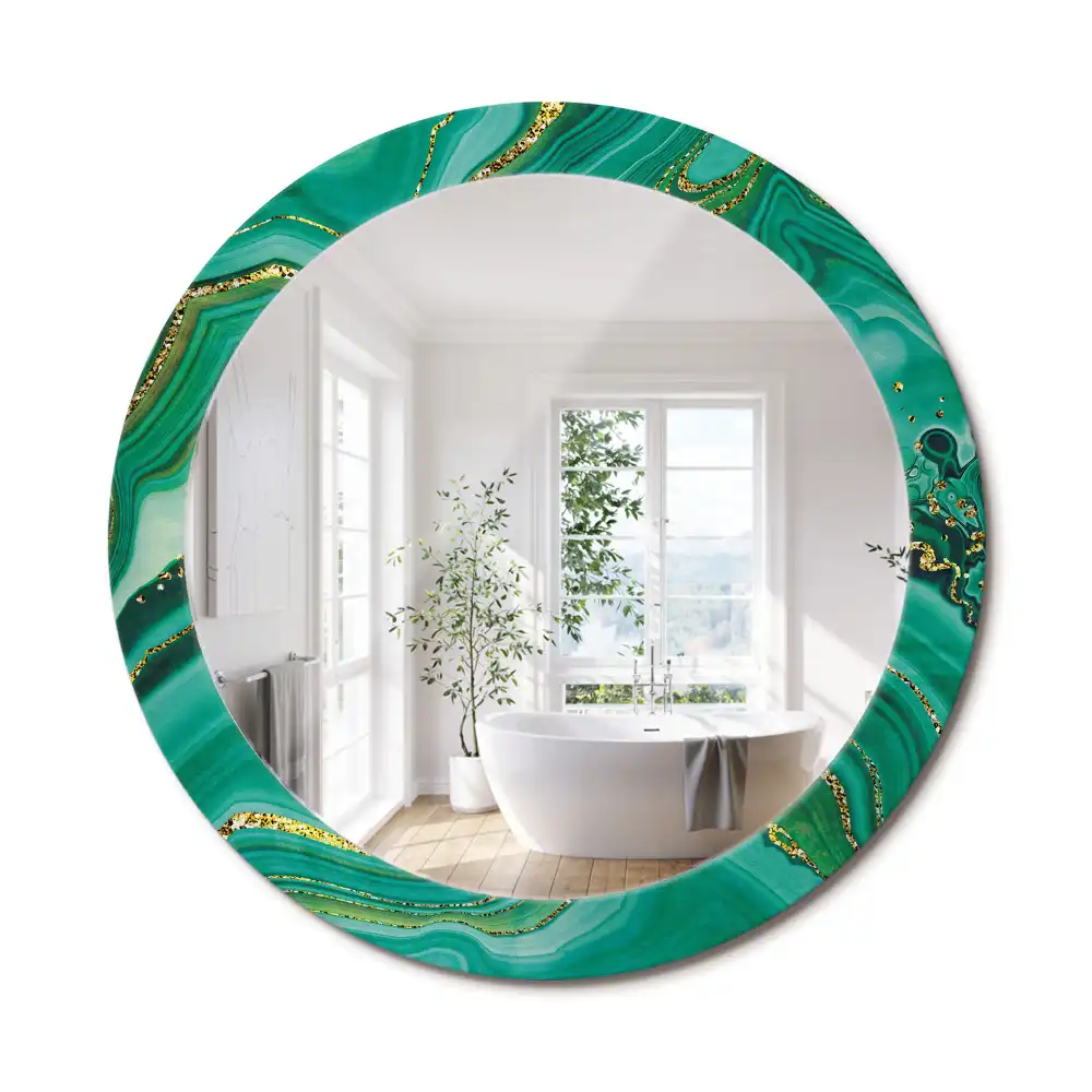 Oglindă rotundă decorativă cu aspect de marmură de agat
