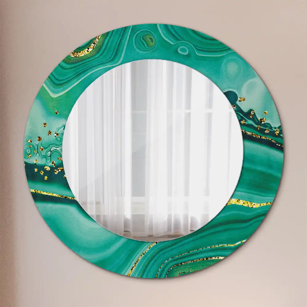 Oglindă rotundă decorativă cu aspect de marmură de agat