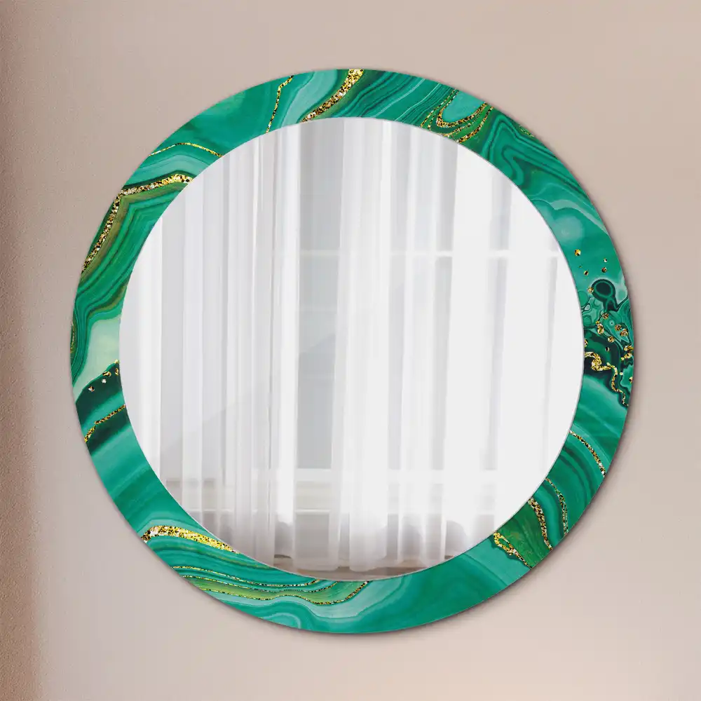 Oglindă rotundă decorativă cu aspect de marmură de agat