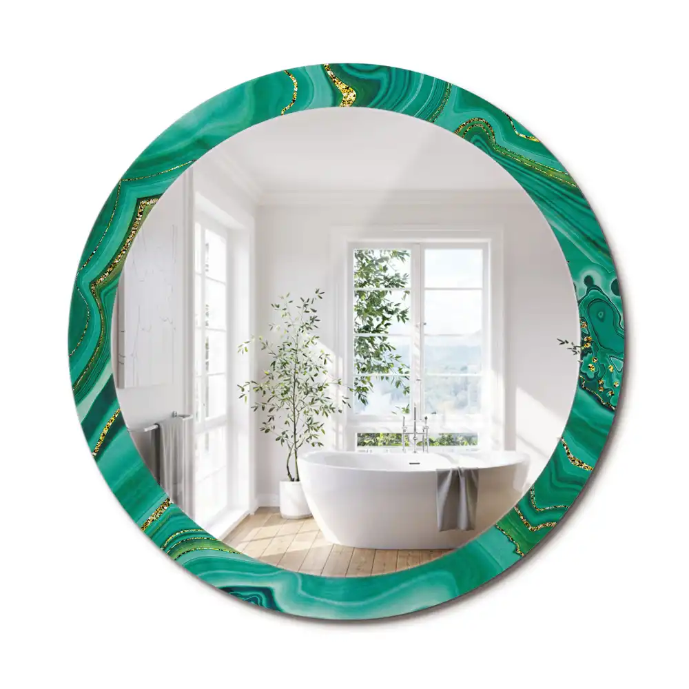 Oglindă rotundă decorativă cu aspect de marmură de agat