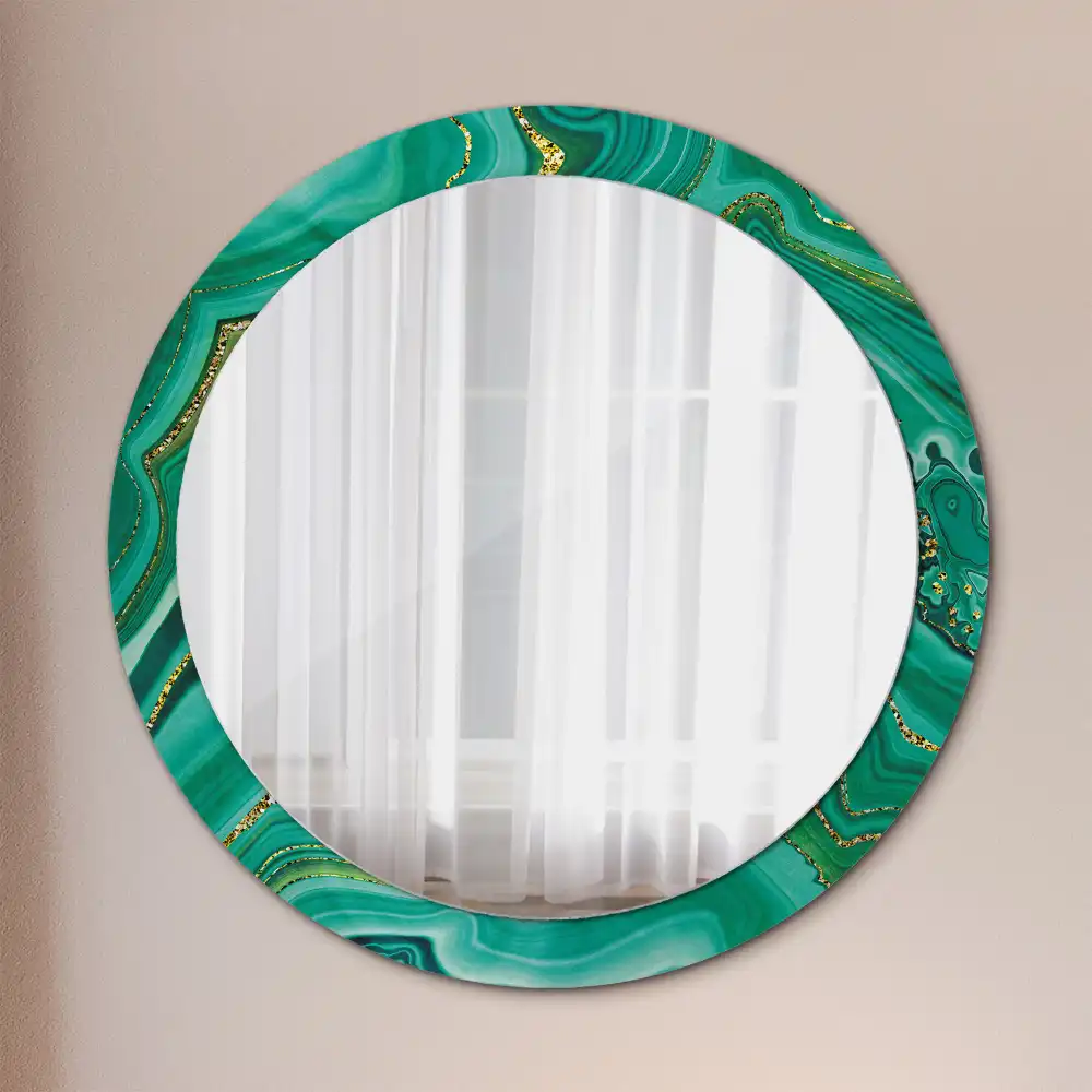Oglindă rotundă decorativă cu aspect de marmură de agat