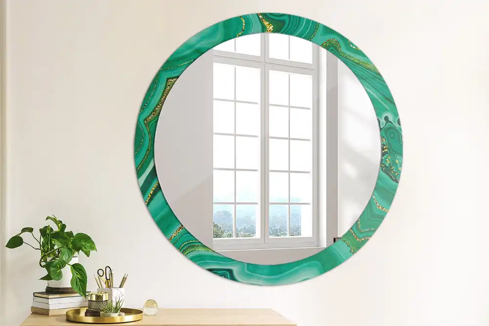Oglindă rotundă decorativă cu aspect de marmură de agat