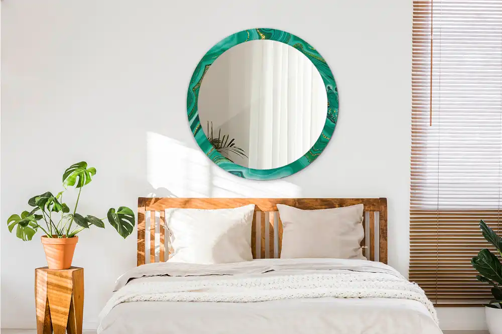 Oglindă rotundă decorativă cu aspect de marmură de agat