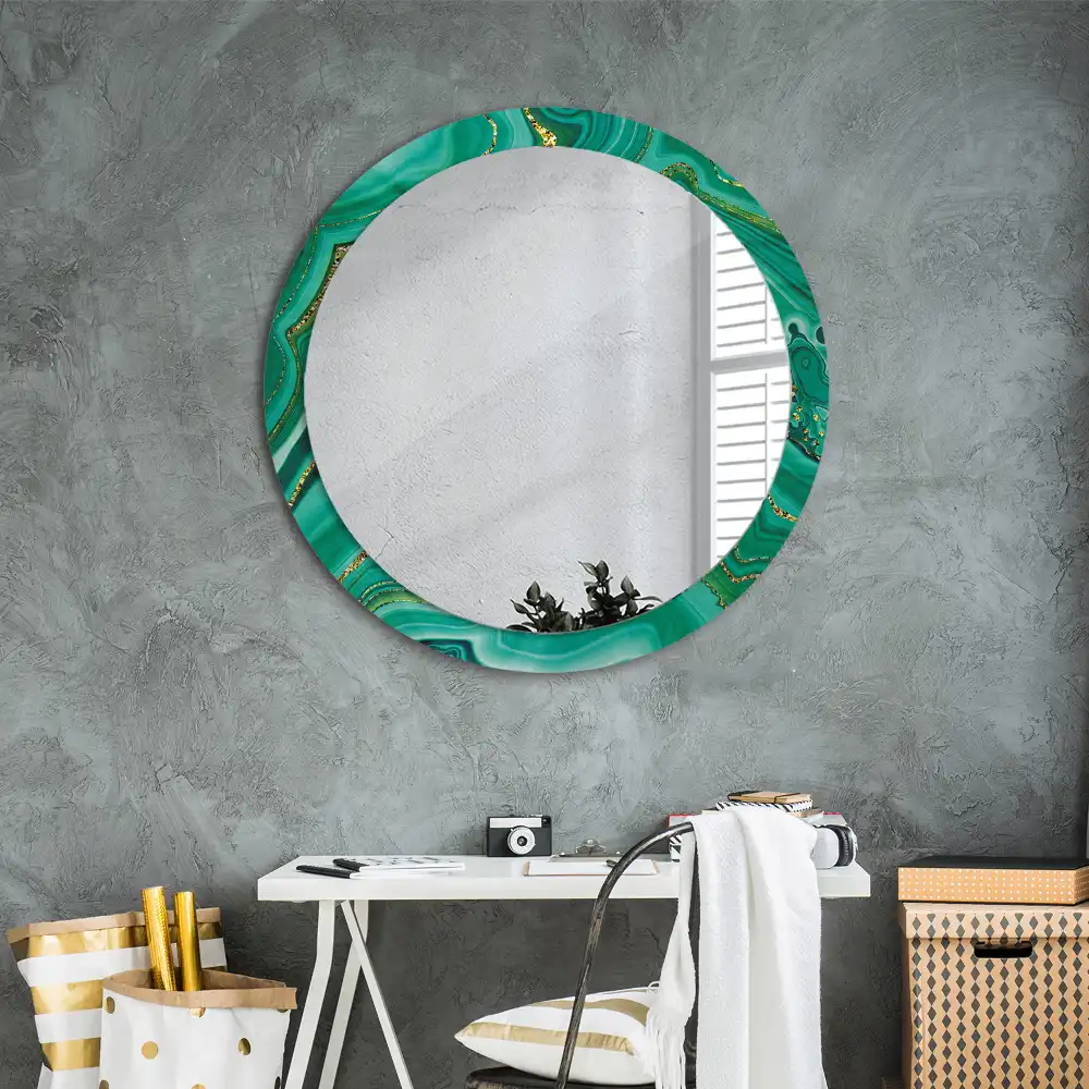 Oglindă rotundă decorativă cu aspect de marmură de agat