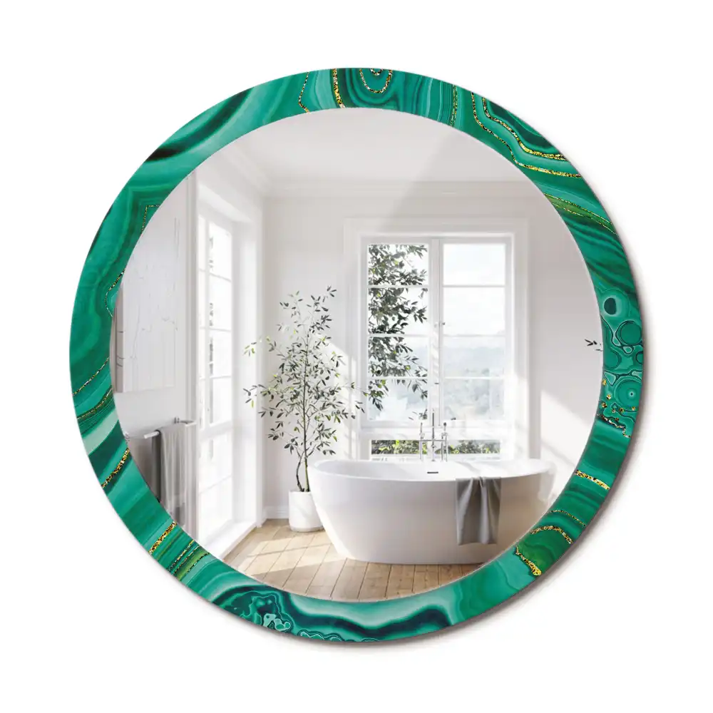 Oglindă rotundă decorativă cu aspect de marmură de agat