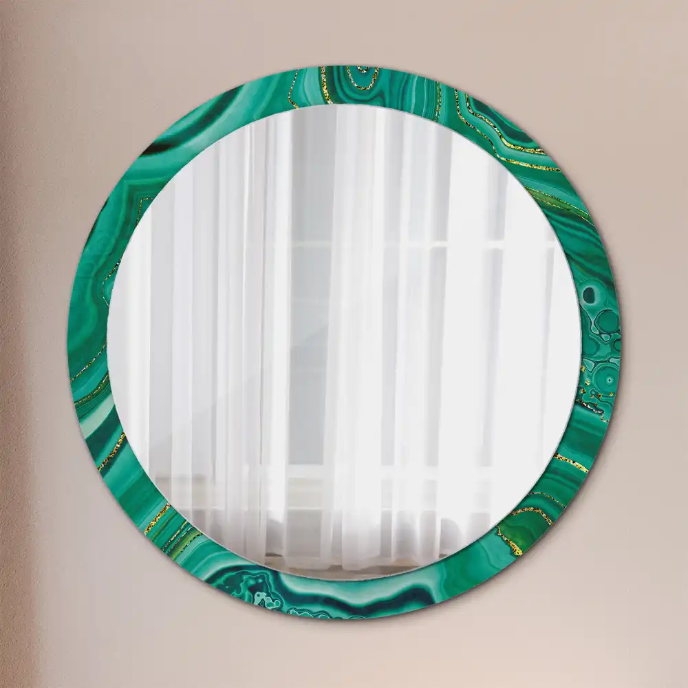 Oglindă rotundă decorativă cu aspect de marmură de agat