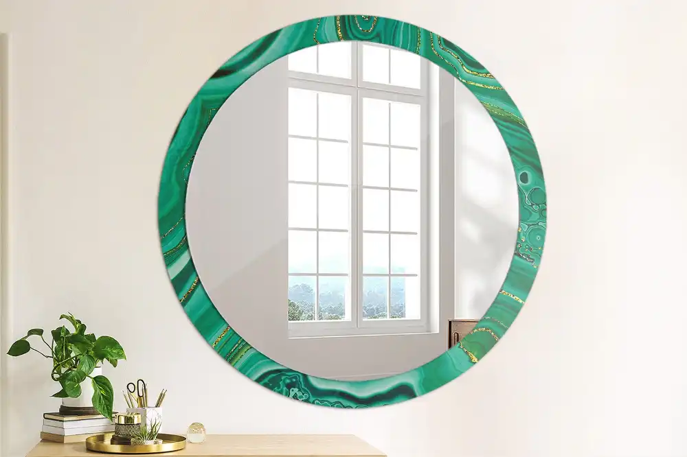 Oglindă rotundă decorativă cu aspect de marmură de agat
