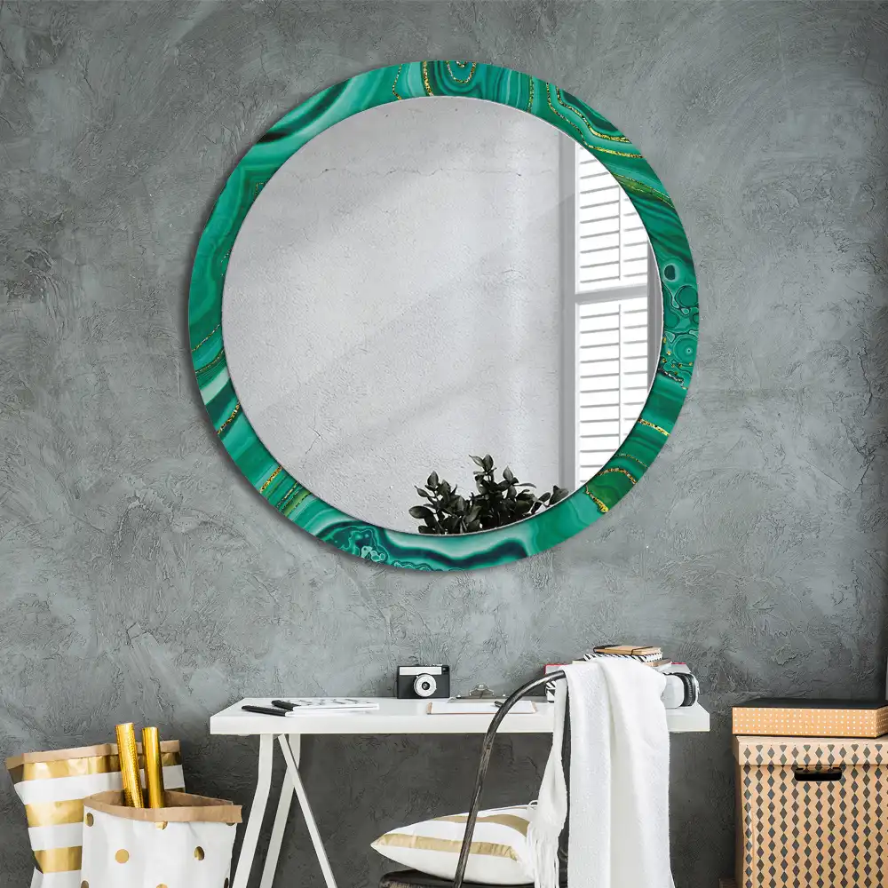 Oglindă rotundă decorativă cu aspect de marmură de agat
