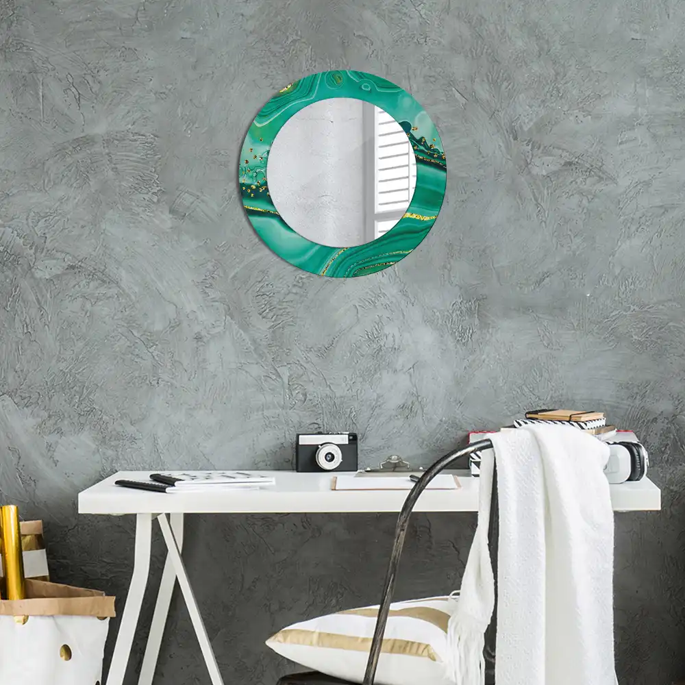 Oglindă rotundă decorativă cu aspect de marmură de agat