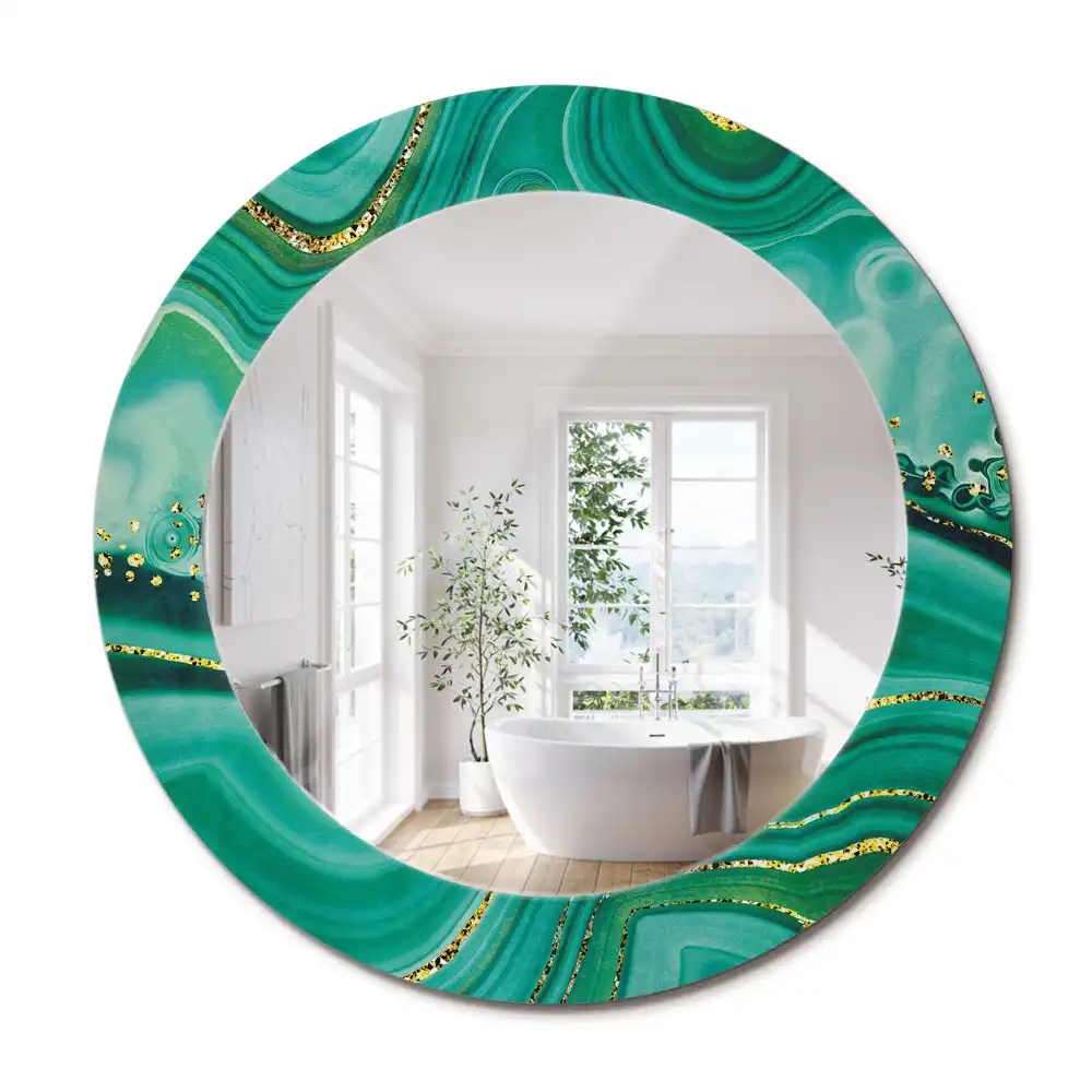 Oglindă rotundă decorativă cu aspect de marmură de agat