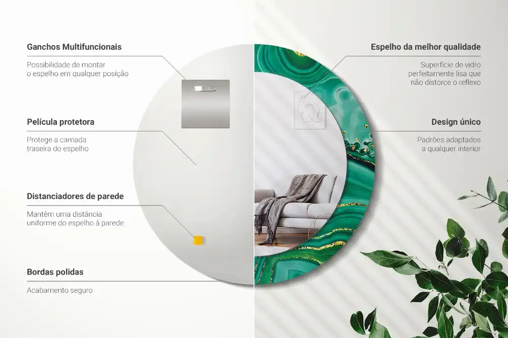 Oglindă rotundă decorativă cu aspect de marmură de agat
